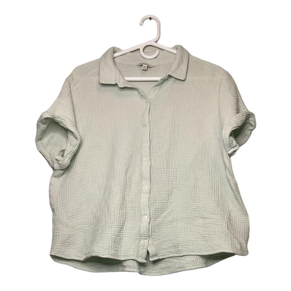 Women’s Lucky Brand‎ light green, textured button- up, size XL